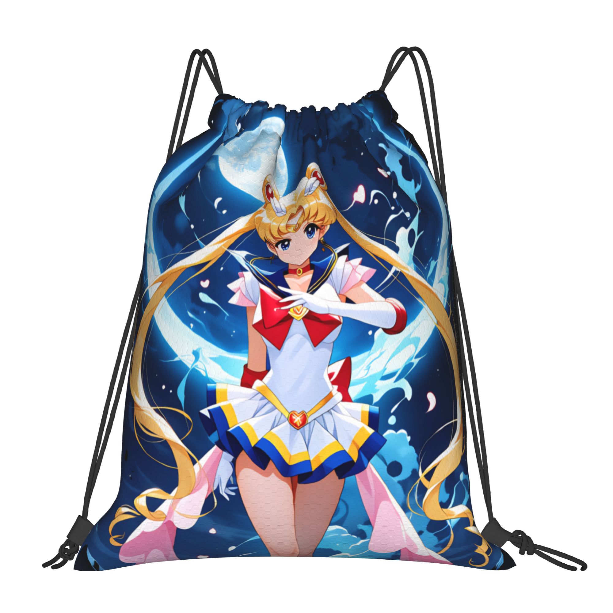 Drawstring Gym Bag - カスタム S-セーラームーンズ巾着バッグ女性男性軽量ウサギプリンセスセレニティアニメスポーツジム収納バックパック