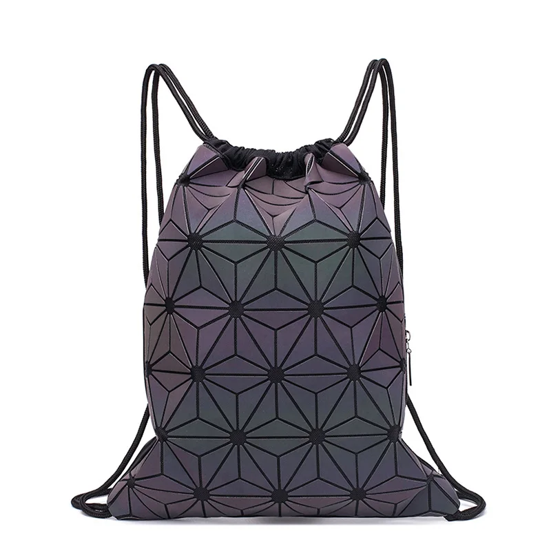 Fashion Backpack Women - 10代の女の子のための巾着バックパック,ホログラフィックバックパック,明るい幾何学的な女性のバックパック,ランドセル,女性のためのビーチバッグ,新しい