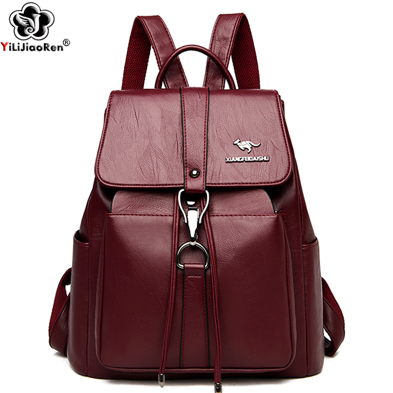 Fashion Backpack Women - 抗盗難バックパック女性のショルダーバッグ有名なブランドレザーバックパック女の子大容量スクールバッグ女性バックパック