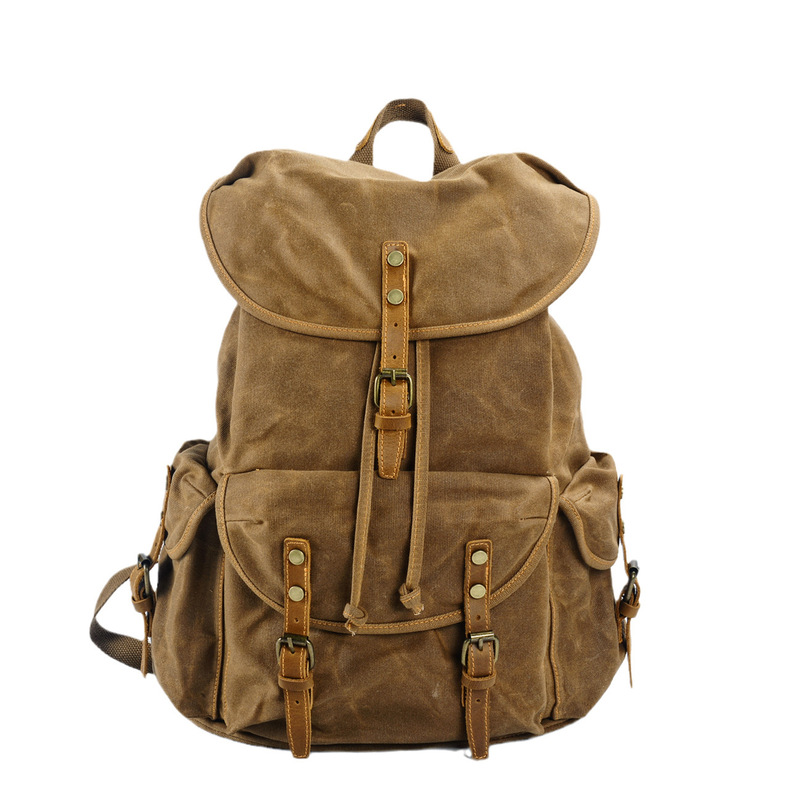 Canvas Backpack Casual - レトロなソフトワックスキャンバス素材の大容量バックパック、学生向け、スクールバッグ、カジュアルトラベルバッグ、ハイキングバッグ、メンズバックパック