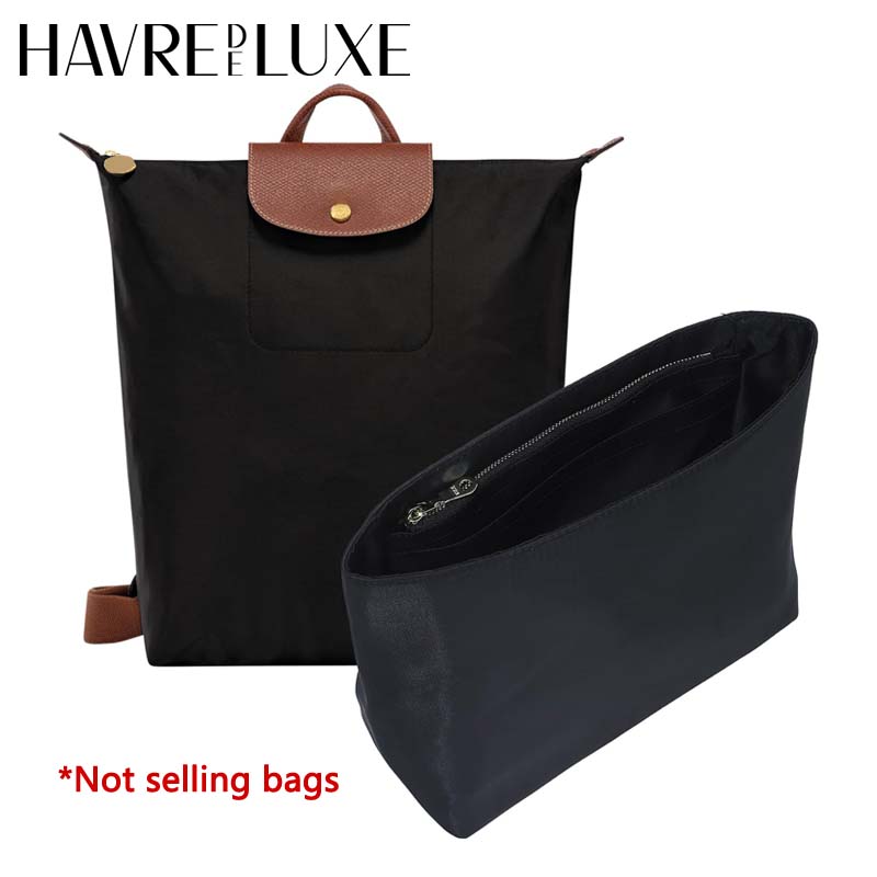 Backpack Insert Organizer - バッグオーガナイザーインサート ロンシャンバックパック用 コンピューターやウォーターボトルを収納できる 簡単に見つけられるナイロン製の耐久性のあるバッグサポートバッグアクセサリー