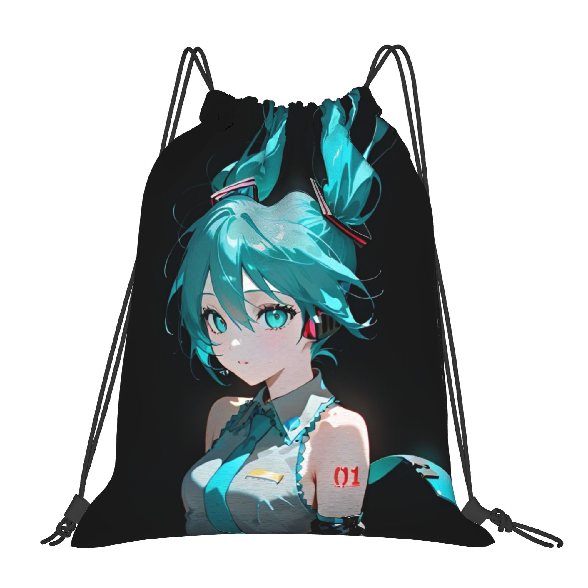 Drawstring Gym Bag - H-ハツネ・ミクス バッグ 巾着バックパック スポーツジムサックパック 防水ストリングバッグ トレーニング用