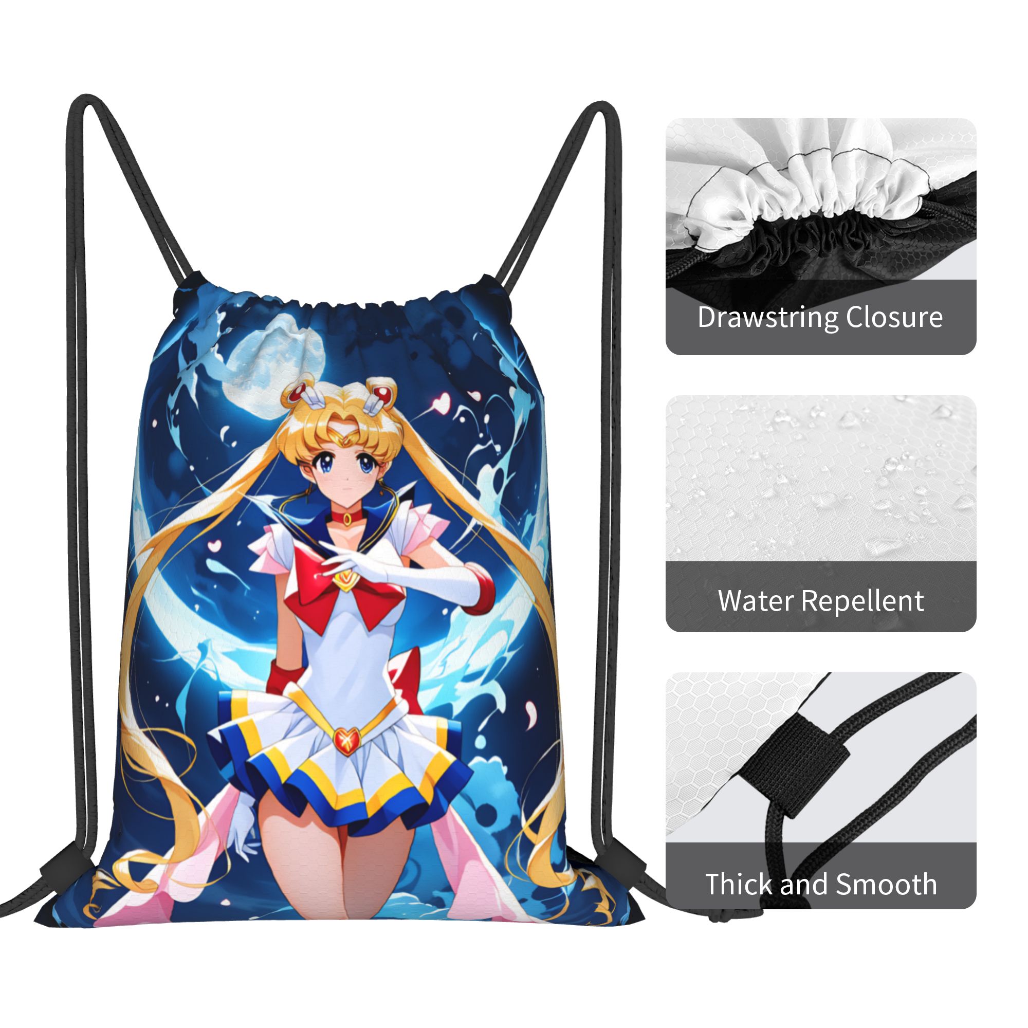 カスタム S-セーラームーンズ巾着バッグ女性男性軽量ウサギプ - Drawstring Gym Bag のレビューと価格