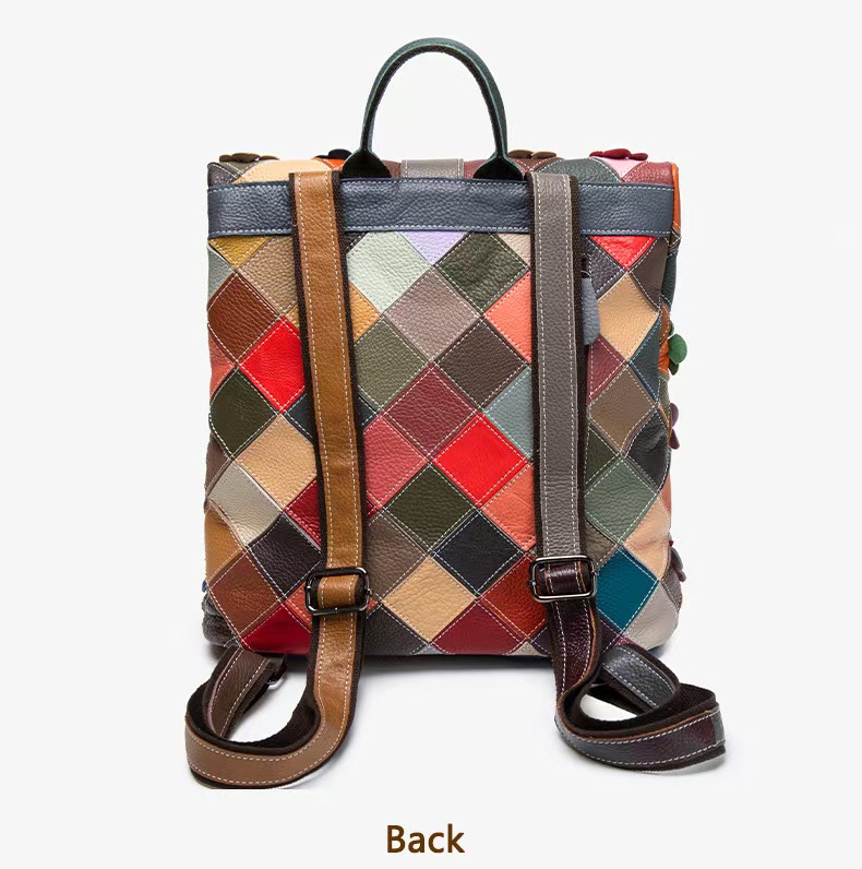 ヴィンテージ女性本革バックパックフラワーリアル牛革ショルダー - Fashion Backpack Women のレビューと価格