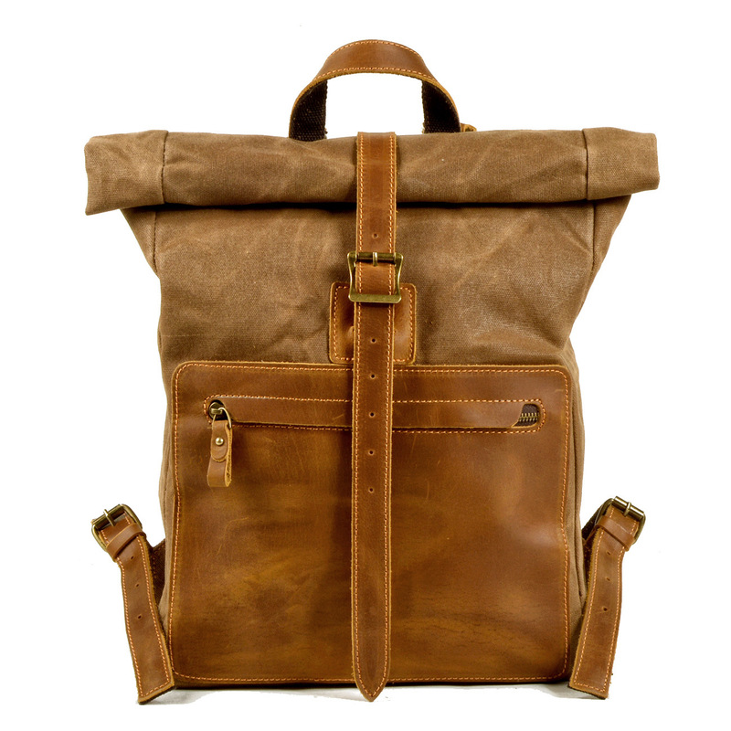 新しいモデルのシンプルでレトロなワックスキャンバスバックパッ - Canvas Backpack Casual のレビューと価格