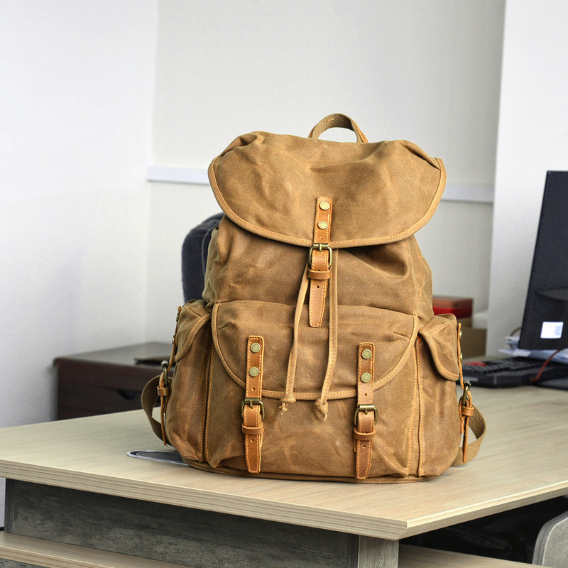 レトロなソフトワックスキャンバス素材の大容量バックパック、学 - Canvas Backpack Casual のレビューと価格