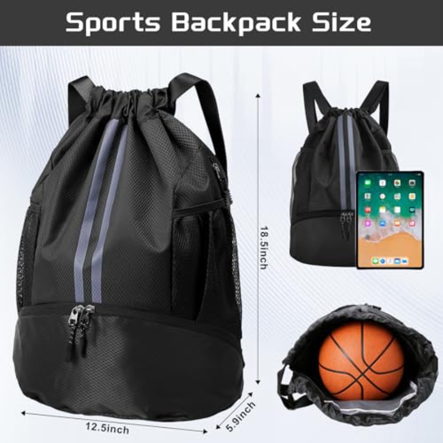 スポーツ用巾着バックパック、シューズコンパートメント付き、バ - Drawstring Gym Bag のレビューと価格