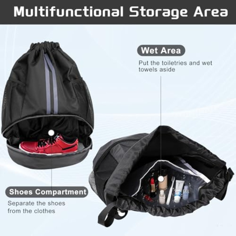 スポーツ用巾着バックパック、シューズコンパートメント付き、バ - Drawstring Gym Bag のレビューと価格