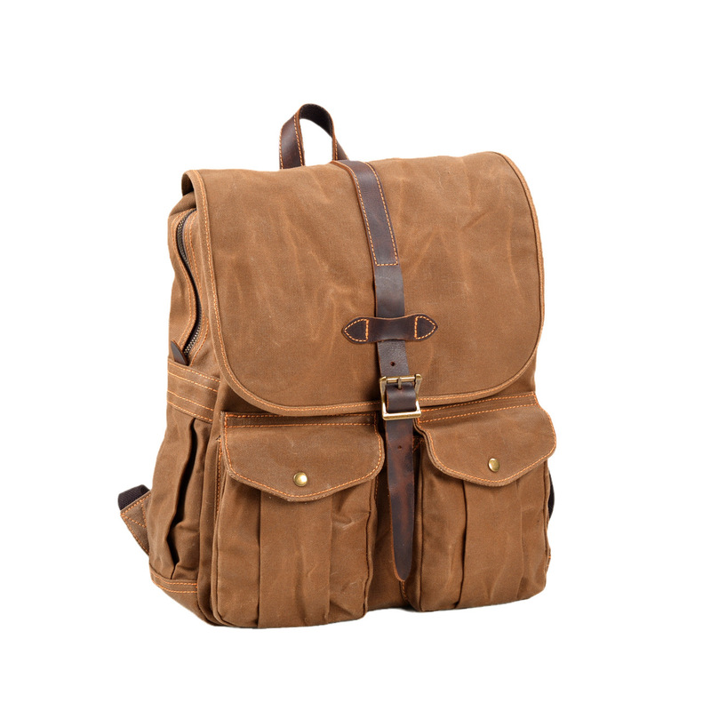 新しいワックスキャンバスメンズバックパック、キャンプ、アウト - Canvas Backpack Casual のレビューと価格