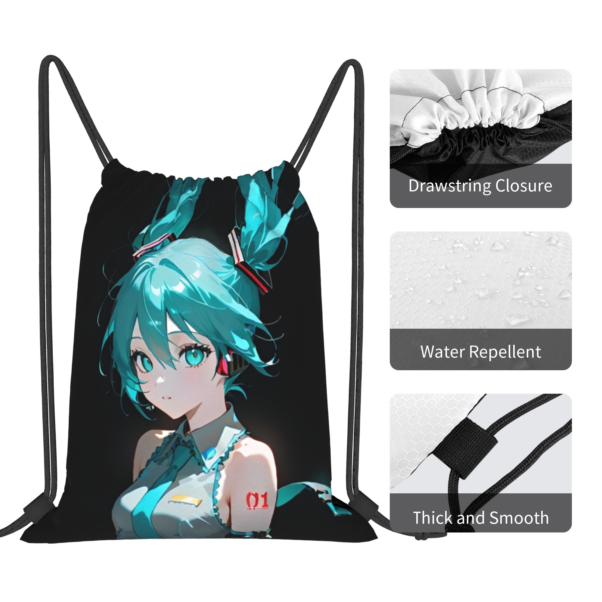 H-ハツネ・ミクス バッグ 巾着バックパック スポーツジムサ - Drawstring Gym Bag のレビューと価格
